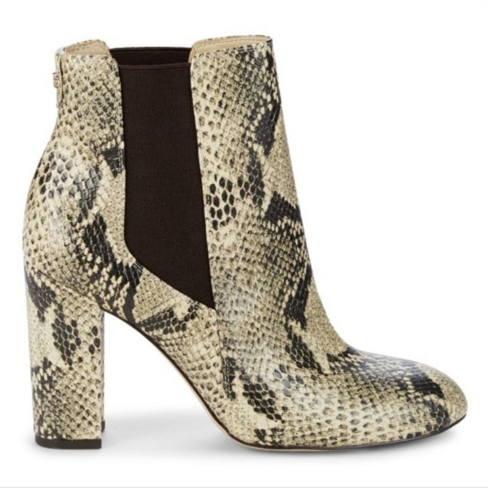 NWT Sam Edelman "Case" Snake Print Python Ankle Heel Boots | Women's Size 7.5 - Picture 1 of 10